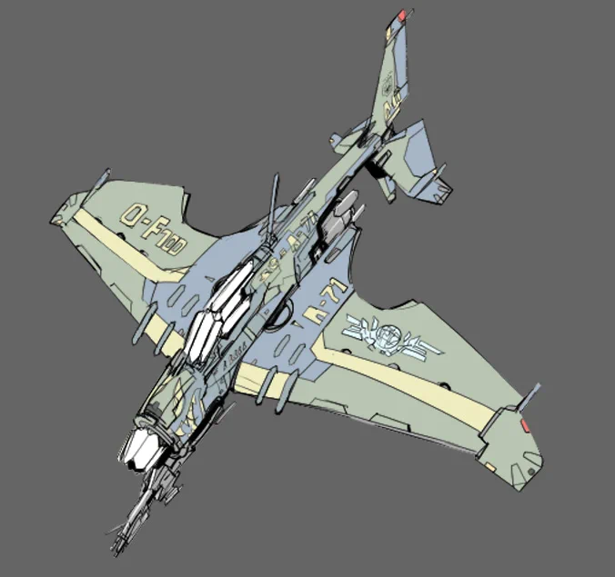 たまに描くメカの落書きは楽しいんよなぁ。楕円?テーパー翼?はあんまSF機体無いな。 
