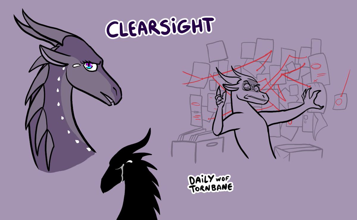 Tornbane's tweet image. Daily sketch 17 :
Clearsight ! it took me some time to recover from Darkstalker's book
#WingsofFire #wof #dailywof