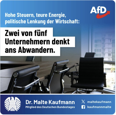"Zwei von fünf Unternehmern denkt ans Abwandern"
Zwei von fünf AfDlern benötigen einen Deutschkurs.
#AfDmachtDumm