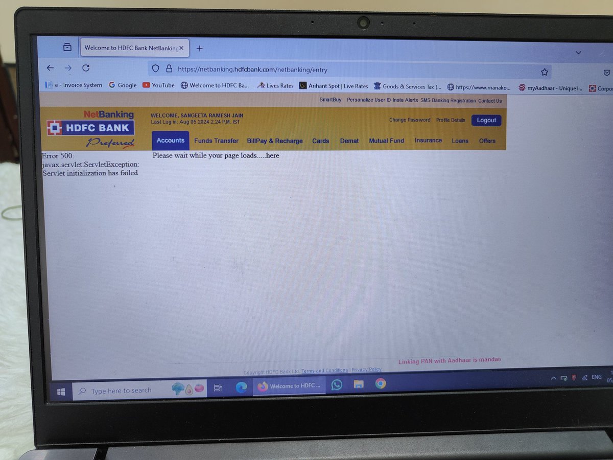jain93kunal's tweet photo. Hello
I am unable to get the Otp on my email and mobile number on time for funds transfer. When I am logging in , it shows an error which I am attaching the screenshot. Please look into it.
@HDFCBank_Cares @HDFC_Bank https://t.co/RdL7bhMVXK