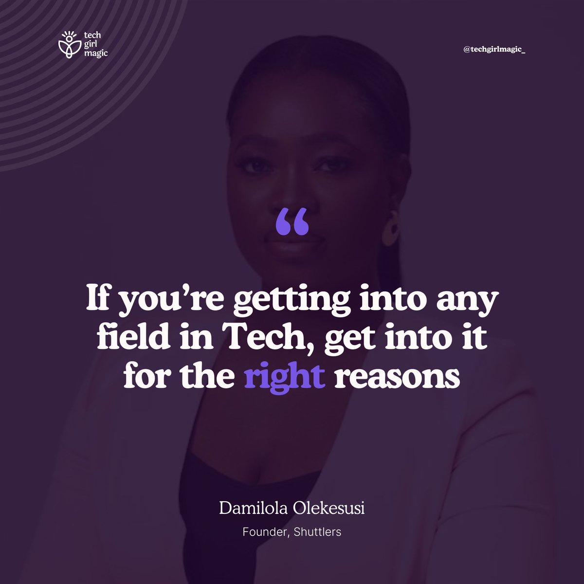 If you're trying to transition into Tech, make sure you get in for all the right reasons like <a href="/dammyoloke/">Damilola Olokesusi</a> says! 

Happy New Week! 💜