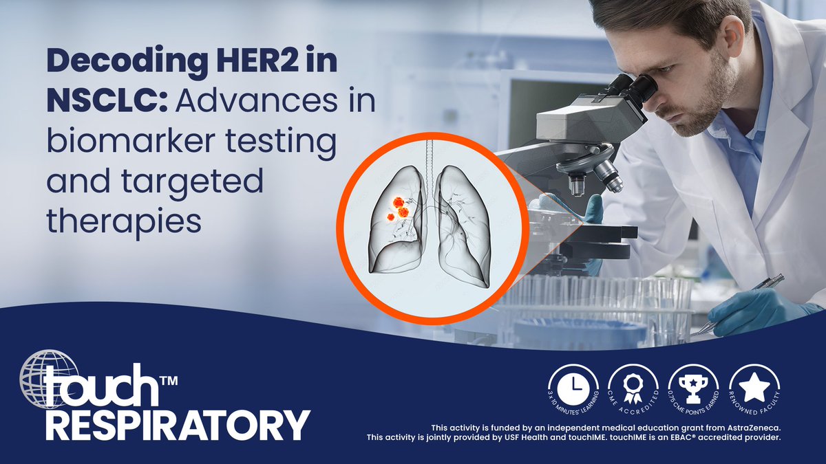 An oncologist and a pathologist discuss HER2 testing and treatments for HER2-altered NSCLC. 

Watch now: touchrespiratoryime.org/her2_nsclc_tes…

#MedEd
#LungCancer
#ThoracicOncology
#NSCLC
#HER2
