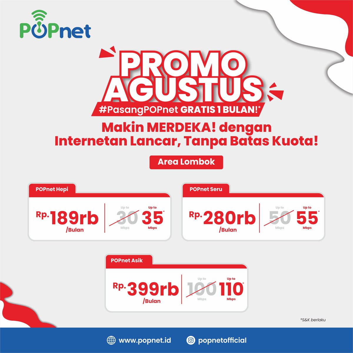 popnetofficial's tweet photo. Hari gini pakai internet yang ada batas kuotanya, RUGI DONG!

Buruan #PasangPOPnet
Internet lancar, tanpa batas kuota!
gak ada FUP FUP'an

Info berlangganan bisa hubungi :
📲 0821 2000 8098

#internetwifi
#internetwifirumah
#promoagustus
#promomerdeka https://t.co/5qjMYQyXA2