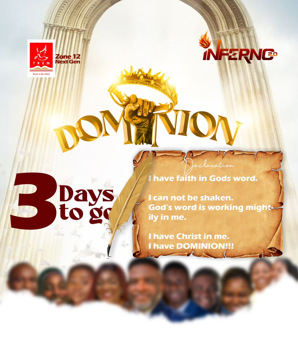 Pryzelezz's tweet photo. The word of God over me is greater than the words of condemnation against me. ~ Romans 8:1 

Join us starting 5PM this Thursday for #Inferno 2.0 #Dominion.
@Chizkakebandit @tremfestac
@tremvalleyest

#TREM #TREMFESTAC #Inferno2 #Dominion #TREMLagosZone12YPC #TREMFESTACYPC https://t.co/neqAoUvfR7
