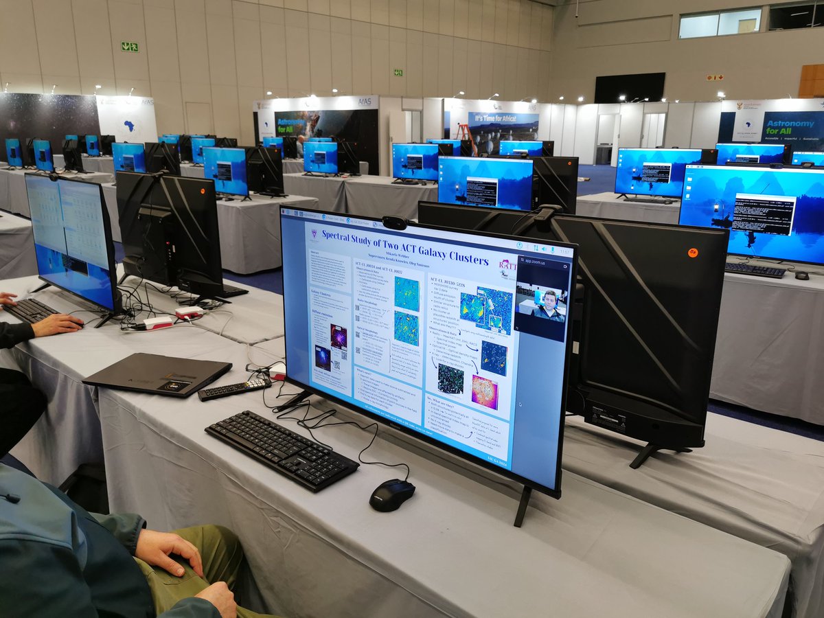 Welcome to the first ever (as far as I know) fully hybrid poster session setup! Each screen will be a zoom room so the poster presenter can be either in front of the screen or inside the screen (same for participants). Let's see how this goes at kickoff tomorrow 🤞#astronomy2024
