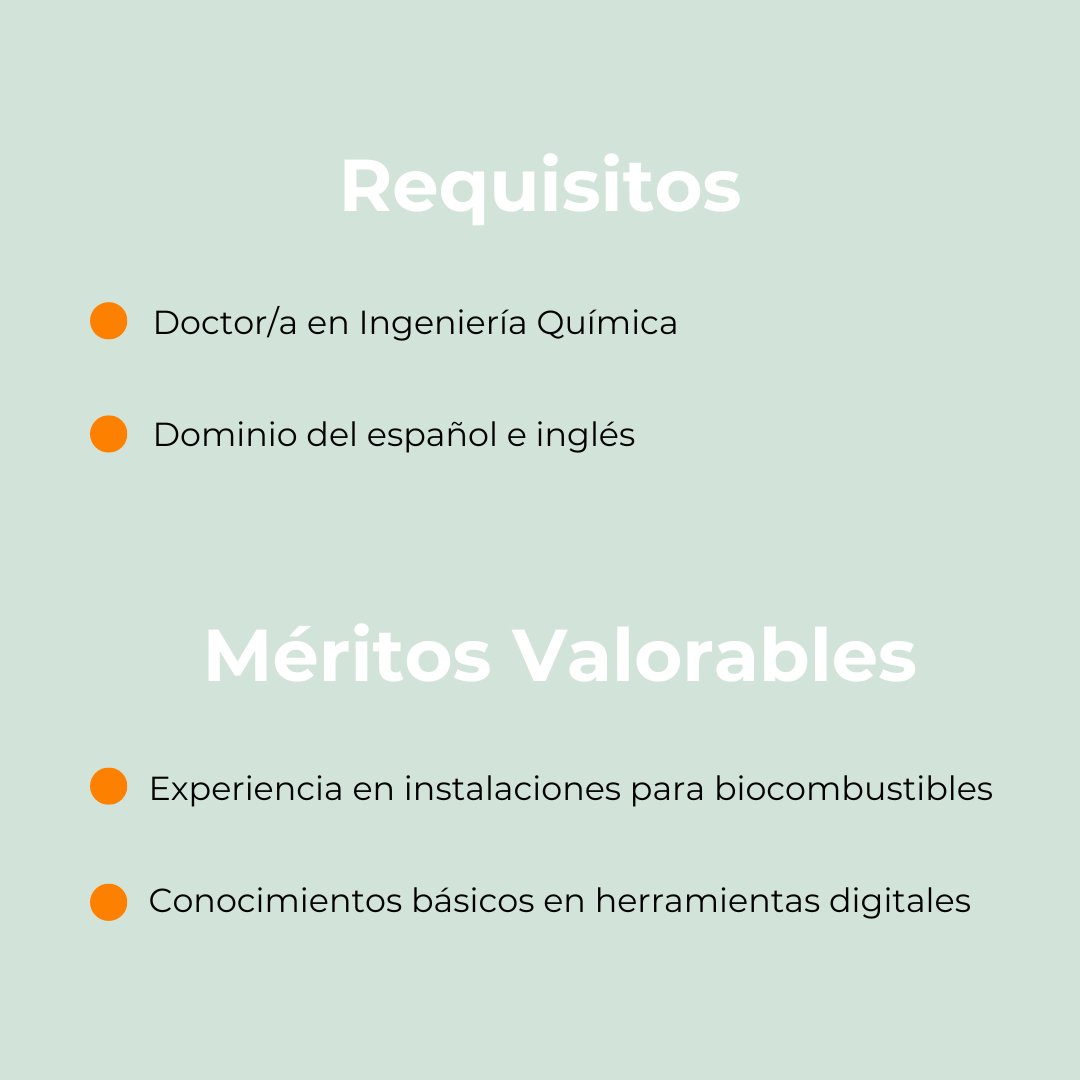 🔬Desarrollo de biocombustibles sostenibles de aviación con #MachineLearning e #InteligenciaArtificial 

📌 Programa <a href="/Momentum_CSIC/">MOMENTUM CSIC</a> <a href="/DPE_CSIC/">Postgrado CSIC</a> 

📃Contrato indefinido de 4 años
🗓️Inicio antes del 31 dic
💶41.000-52.000€ brutos/año

📧Isabel Suelves Laiglesia👉isuelves@icb.csic.es