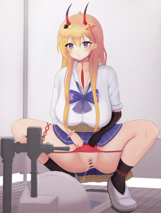 👹一番最初に描いた和式トイレおしっこイラストです👹 