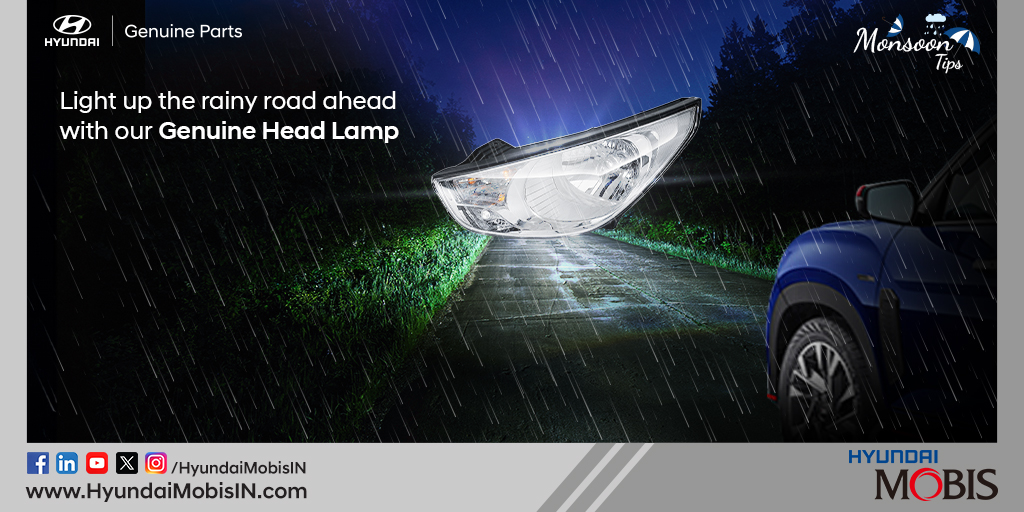 HyundaiMobisIN's tweet image. Don't let the rain dim your adventure! Upgrade to our powerful headlamps and conquer the monsoon roads with a clear and bright view ahead

#RainyDayDrive #MonsoonReady #BrightHeadlamps #ClearViewAhead #ConquerTheRoads #SafeJourney #MonsoonDriving #StayBrightDriveSafe
