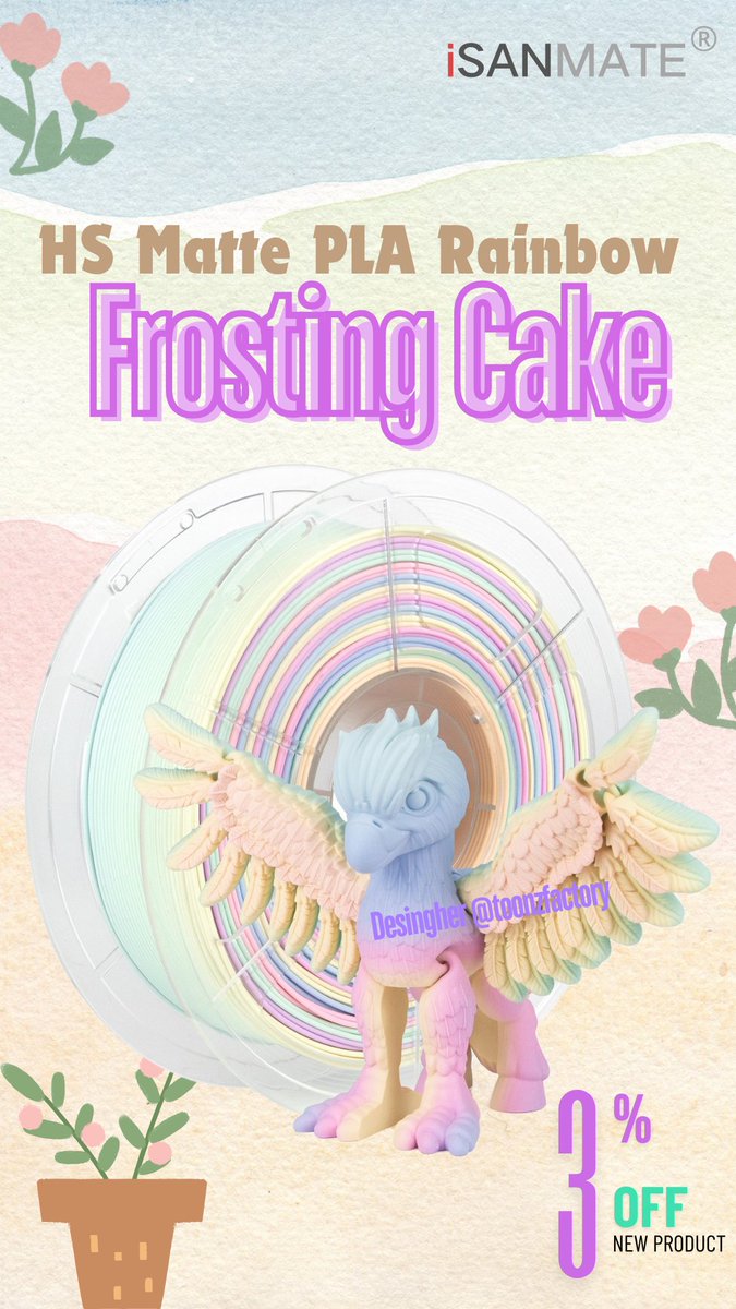 lico_chen's tweet image. 🎂✨ iSANMATE HS Matte PLA Rainbow Frosting Cake! 

With its smooth matte finish and delightful rainbow hues, it’s perfect for your next creative project.

Ready to make your prints as sweet as they look? 🍬

#iSANMATE #3DPrinting #MattePLA #Rainbowfilament #CreativePrinting