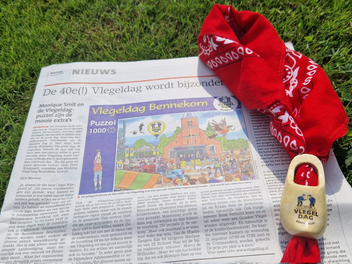 De 40e Vlegeldag wordt bijzonder! Een mooi artikel van Dick Martens in het Bennekoms Nieuwsblad afgelopen week. De voorbereidingen zijn in volle gang en met diverse extra activiteiten hopen we er een extra leuke Vlegeldag van te maken! Zien we jou ook in Bennekom op 28 augustus?