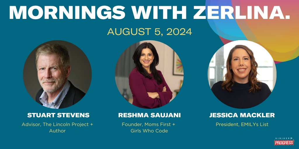 ZerlinaMornings.bsky.social (@zerlinamornings) on Twitter photo Hello Monday! Joining @ZerlinaMaxwell on the show this morning: Author & <a href="/ProjectLincoln/">The Lincoln Project</a> Advisor <a href="/stuartpstevens/">Stuart Stevens</a>, <a href="/MomsFirstUS/">Moms First</a> & <a href="/GirlsWhoCode/">Girls Who Code</a> Founder <a href="/reshmasaujani/">Reshma Saujani</a> + <a href="/emilyslist/">EMILYs List</a> President <a href="/jessicamackler/">Jessica Mackler</a>!
☎️ 866-997-4748
📻 <a href="/SiriusXMProg/">SiriusXMProg.bsky.social</a> Ch. 127
siriusxm.us/Zerlina Hello Monday! Joining @ZerlinaMaxwell on the show this morning: Author & <a href="/ProjectLincoln/">The Lincoln Project</a> Advisor <a href="/stuartpstevens/">Stuart Stevens</a>, <a href="/MomsFirstUS/">Moms First</a> & <a href="/GirlsWhoCode/">Girls Who Code</a> Founder <a href="/reshmasaujani/">Reshma Saujani</a> + <a href="/emilyslist/">EMILYs List</a> President <a href="/jessicamackler/">Jessica Mackler</a>!
☎️ 866-997-4748
📻 <a href="/SiriusXMProg/">SiriusXMProg.bsky.social</a> Ch. 127
siriusxm.us/Zerlina