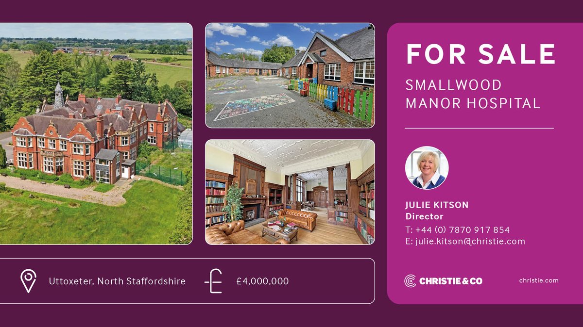 For sale: The vacant Smallwood Manor Hospital in Uttoxeter, North Staffordshire.

For more on this opportunity, visit: christie.com/5873287/
