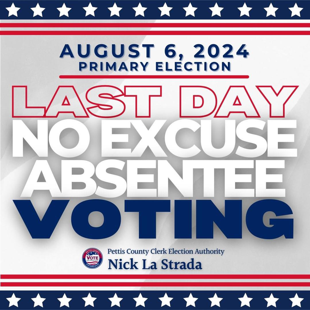FedElections's tweet photo. 🗳️ Last day for No Excuse Absentee Voting! Visit us at 215 E. 5th St. from 8 am to 5 pm today.

🗓️ Primary Election Day is August 6th. Polls are open 6 am to 7 pm.

📋 Check your Sample Ballot at https://t.co/H1XDKMiH1h. https://t.co/pcOPRh7xYx