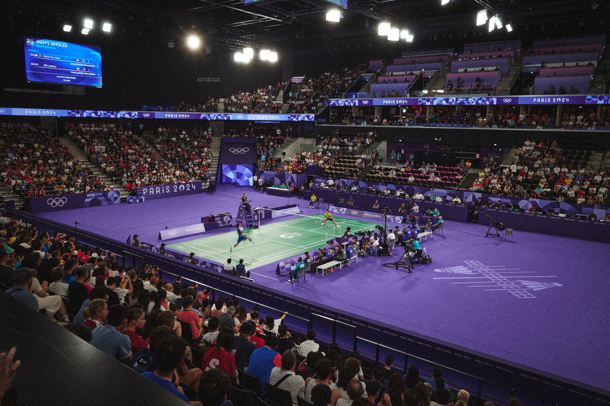 dufourmaxime25's tweet photo. Quelques photos prises pendant l'épreuve de Badminton à L'Arena Porte de la Chapelle pour les JO 2024. Petit rêve de gosse d'avoir pu assister à au moins une épreuve ! https://t.co/fnLUUUPxim