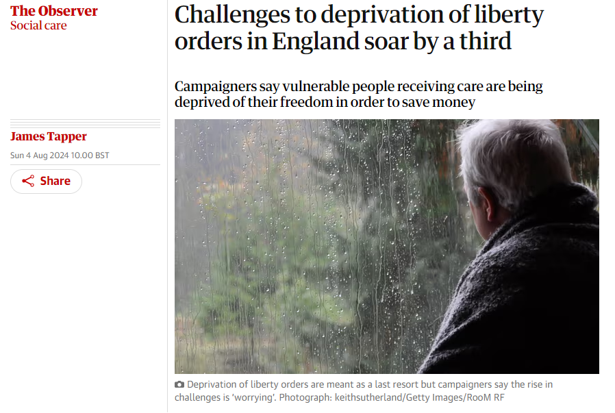 Problems with deprivation of liberty are a common theme on our adviceline.
All too often people are not even involved in the process.
For such fundamental decisions about people’s liberty, this cannot continue.
Read more in The Guardian 👇
theguardian.com/society/articl…
<a href="/itsjamestapper/">James Tapper</a>