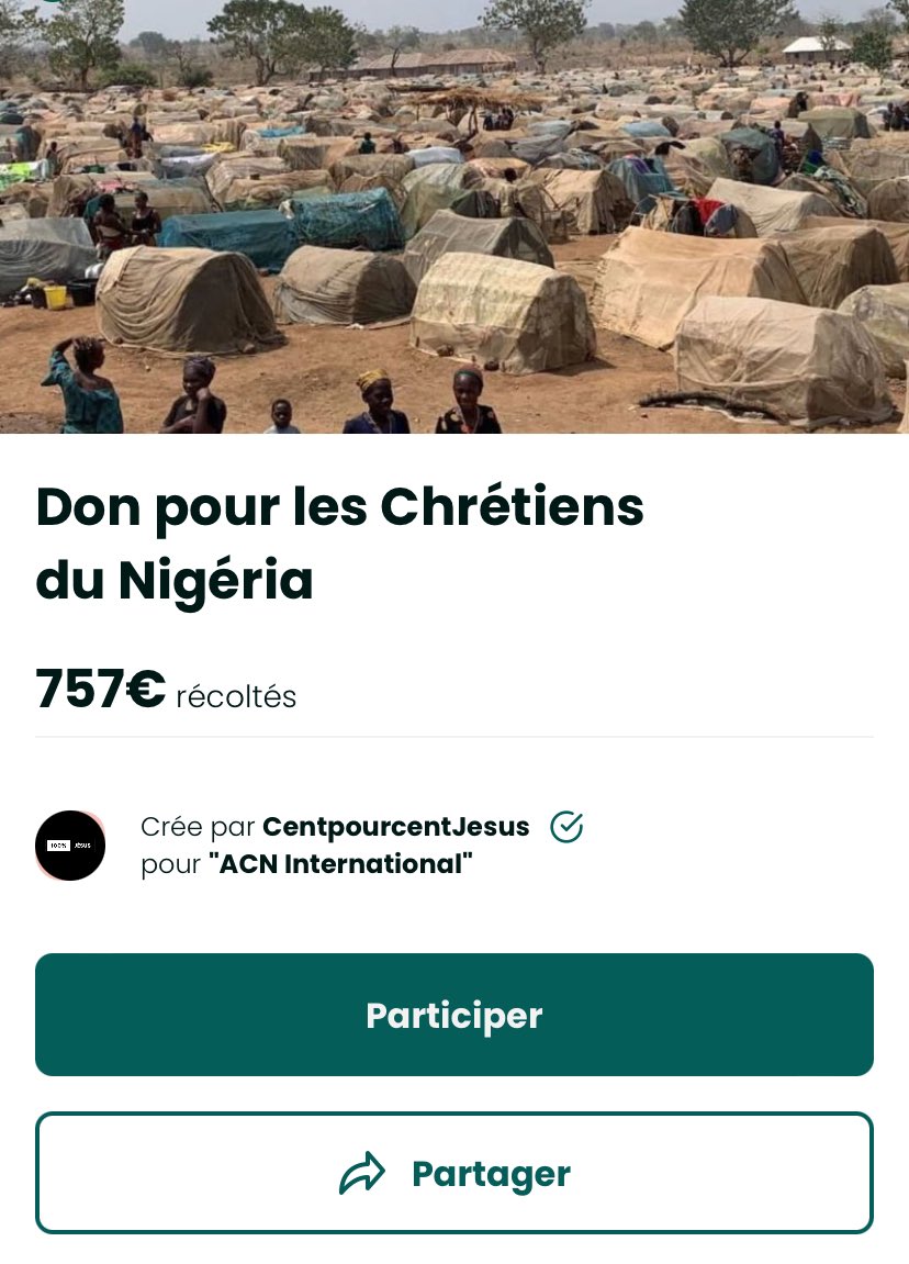 En 48h déjà 757€ recoltés, vraiment un grand merci à tout ceux qui ont déjà participés. Merci pour eux ❤️‍🩹🇳🇬

Pour ceux qui souhaitent participer la cagnotte est toujours disponible en épinglé, Soyez bénis 🕊️