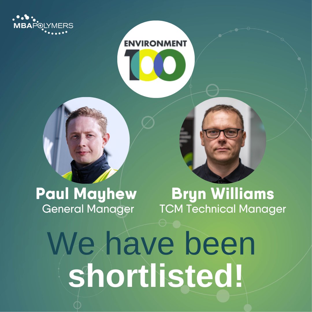 We're delighted that two of MBA's team members have been recognised by the Environment 100 awards!

Both Paul Mayhew, General Manager, and Bryn Williams, TCM Technical Manager, have been selected as finalists for the awards.

Find out more here: ess-expo.co.uk/environment-10…