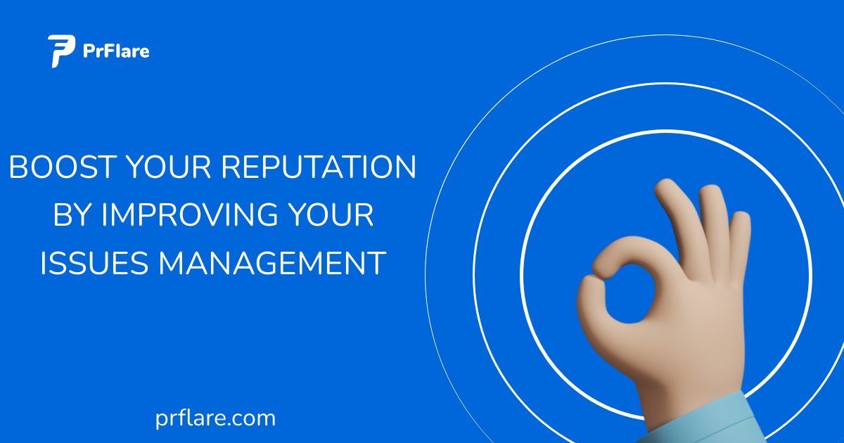 prflare's tweet image. 🚀 Elevate your brand&apos;s reputation by mastering Issues Management! Swiftly identify, address, and resolve problems before they escalate. Stay proactive, transparent, and agile to build trust and credibility. #IssuesManagement #ReputationBoost #BrandSuccess