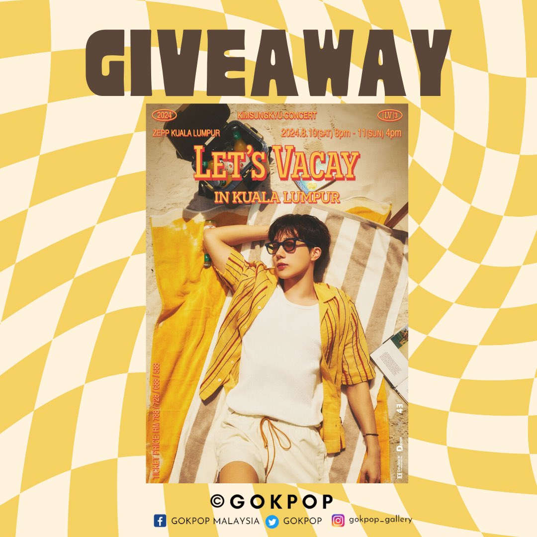 goKPOP's tweet photo. [#GOKPOPxGIVEAWAY] 🎫 to 2024 #KIMSUNGKYU Concert [LV3: Let's Vacay] in KL🇲🇾! 💛💛

Here's how you can win:

1. Follow @goKPOP 
2. Quote this post and let us know your favorite song from SUNGKYU with hashtag #GOKPOPxSUNGKYU (public acc pls) 

#KIMSUNGKYUinKL #KIMSUNGKYUinMY https://t.co/6Zh86n87uz