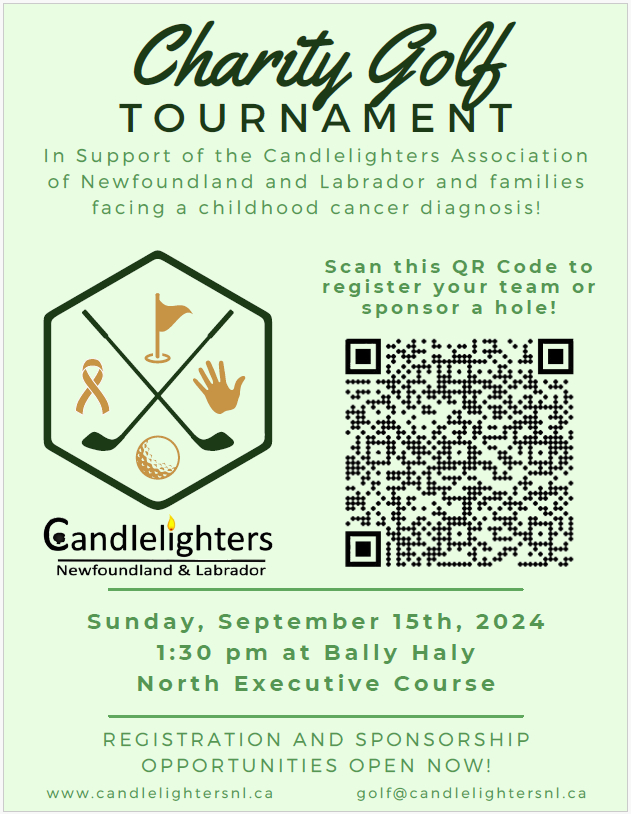 Why not pull together a team of family, friends and/or colleagues and join us on Sunday, September 15th for our first ever charity golf tournament!  We hope to see you there! Please share 😊.
<a href="/BallyHaly/">Bally Haly</a> <a href="/590VOCM/">YOUR VOCM</a> <a href="/VOCMOpenline/">Paddy Daly</a> <a href="/CBCNL/">CBC Newfoundland and Labrador</a> <a href="/947ozfm/">OZFM - The Rock of the Rock</a> <a href="/Hits991FM/">Hits 99.1 FM</a> <a href="/975krock/">975krock</a> <a href="/coast1011/">Coast 101.1</a>