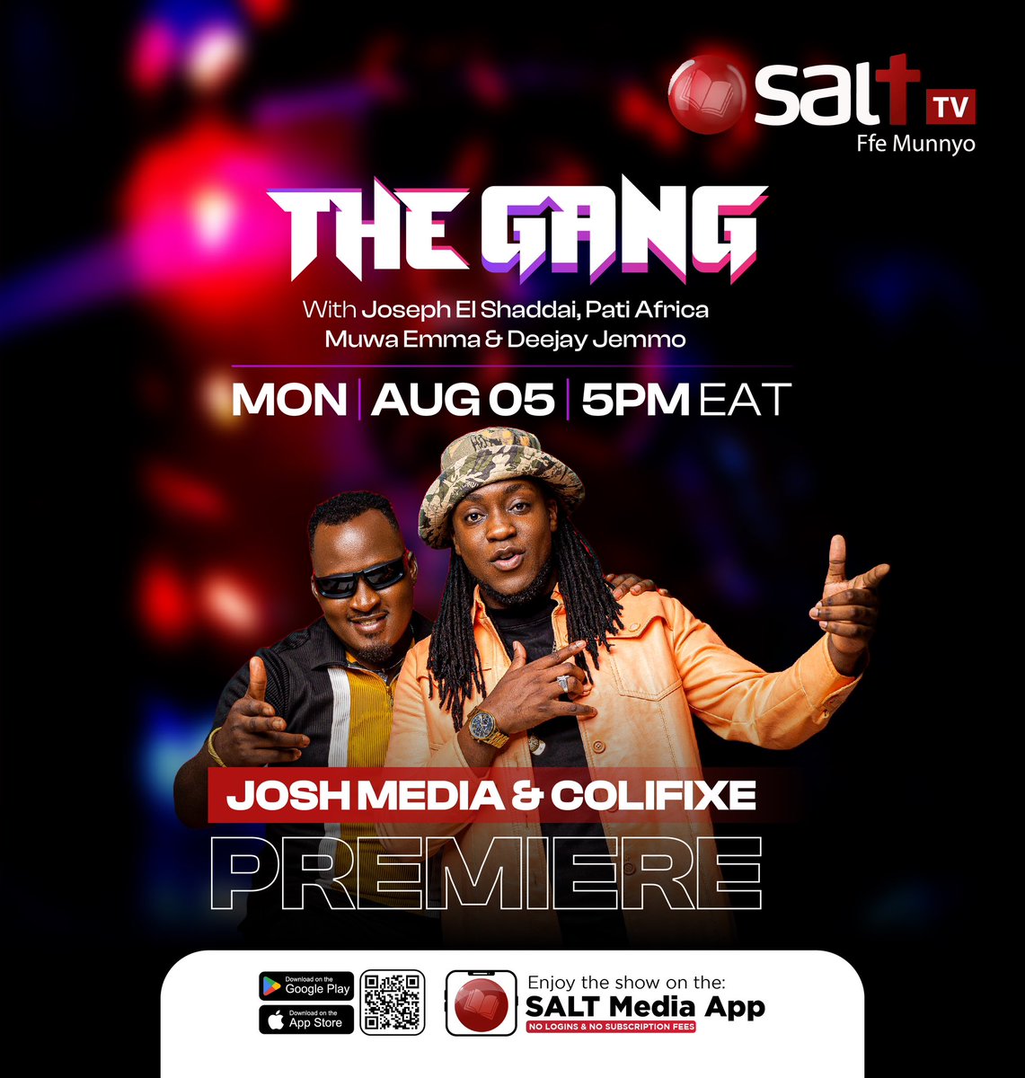 Colifixe's tweet photo. Today 5pm Live on @thegang256 Salt Tv ๐ Donโt miss @Colifixe & josh media Live Premiering the new Song #Yasinga amanyi ๐ช๐ฝ๐ฅ #gospel https://t.co/sTx0LAjoVK
