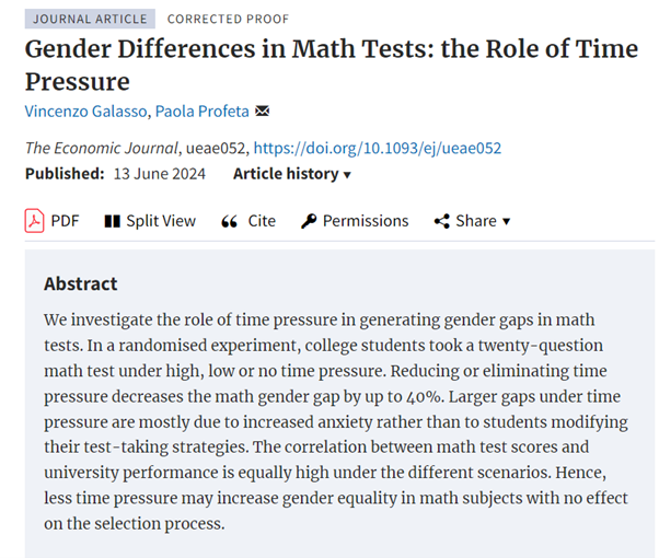 The Economic Journal (@ej_res) on Twitter photo Forthcoming short paper in EJ: ‘Gender Differences in Math Tests: the Role of Time Pressure’ by Vincenzo Galasso, Paola Profeta doi.org/10.1093/ej/uea… @paola_profeta, <a href="/vingalasso/">vincenzo galasso</a> <a href="/RoyalEconSoc/">Royal Economic Society</a> @OUPEconomics #EconTwitter Forthcoming short paper in EJ: ‘Gender Differences in Math Tests: the Role of Time Pressure’ by Vincenzo Galasso, Paola Profeta doi.org/10.1093/ej/uea… @paola_profeta, <a href="/vingalasso/">vincenzo galasso</a> <a href="/RoyalEconSoc/">Royal Economic Society</a> @OUPEconomics #EconTwitter