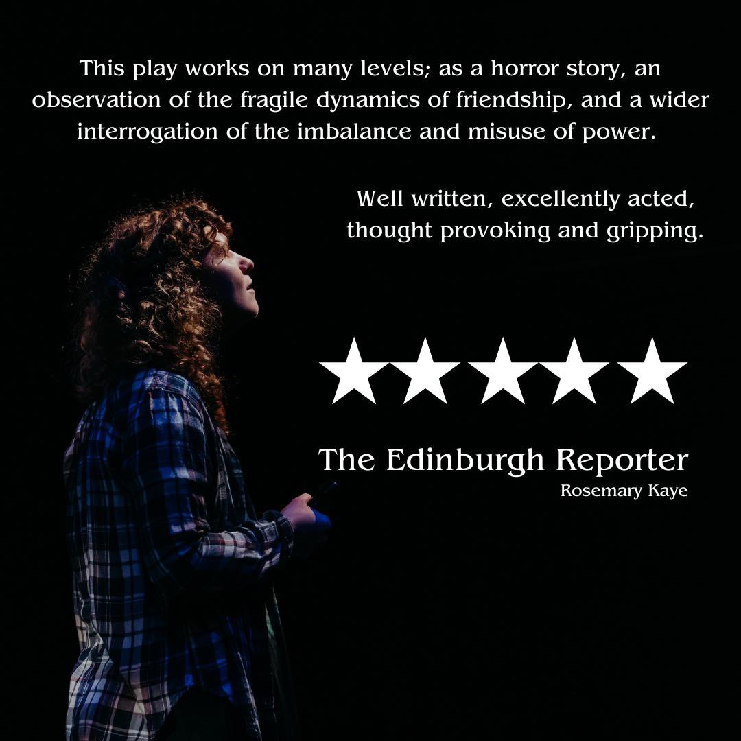 Our first Ed Fringe review is 5⭐ from The Edinburgh Reporter! 
Thank you for this fantastic review, Rosemary. We're so glad you enjoyed coming to the forest with us ⛺
<a href="/EdinReporter/">Edinburgh Reporter</a>
