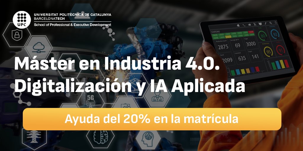 🏭 El sector industrial necesita consolidar su transformación digital con liderazgos como el tuyo. 

✅ ¡Fórmate, en línea, con los mejores expertos con nuestro máster en #Industria 4.0. #Digitalización e #IA Aplicada! 

Aprovecha y solicita la ayuda del 20% en la matrícula👇
