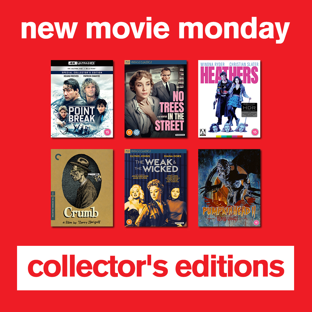 FOPPofficial's tweet image. Releases out today;

• #PointBreak
• #NoTreesInTheStreet
• #Heathers
• #Crumb
• #TheWeakAndTheWicked
• #Pumpkinhead II: Blood Wings

#gettofopp #film #physicalmedia #bluray #DVD #cinema