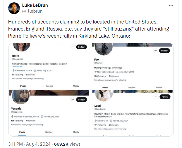 But...but the Poilievre polls showing he's ahead, are accurate, aren't they?  They wouldn't use 🤖🤖🤖to complete those as well...would they? 🤭 😂🤣🤣🤣 CONs, you've been had.  #NeverVoteConservative #PierrePoilievreIsWeird #PierrePoilievreIsLyingToYou #WomenAgainstPoilievre