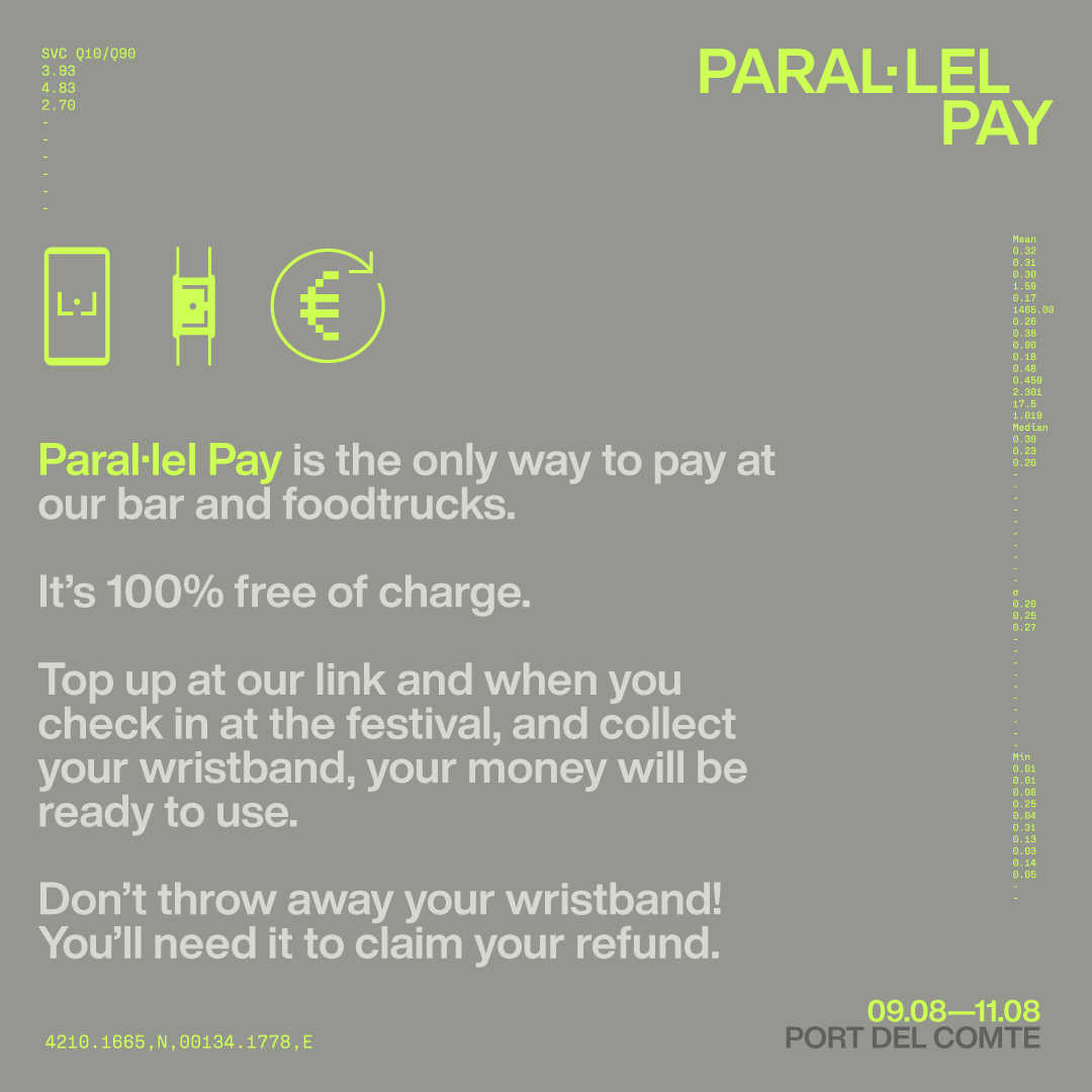 ParallelFest's tweet image. PARAL·LEL PAY cashless system is now open ✅

Top up now to avoid queues during the festival 👉cashless.idasfest.com/eventos/recarg…👈, and when you check in and collect your wristband, your money will be ready to use.

You can request your refund at the same link after the festival 🙏