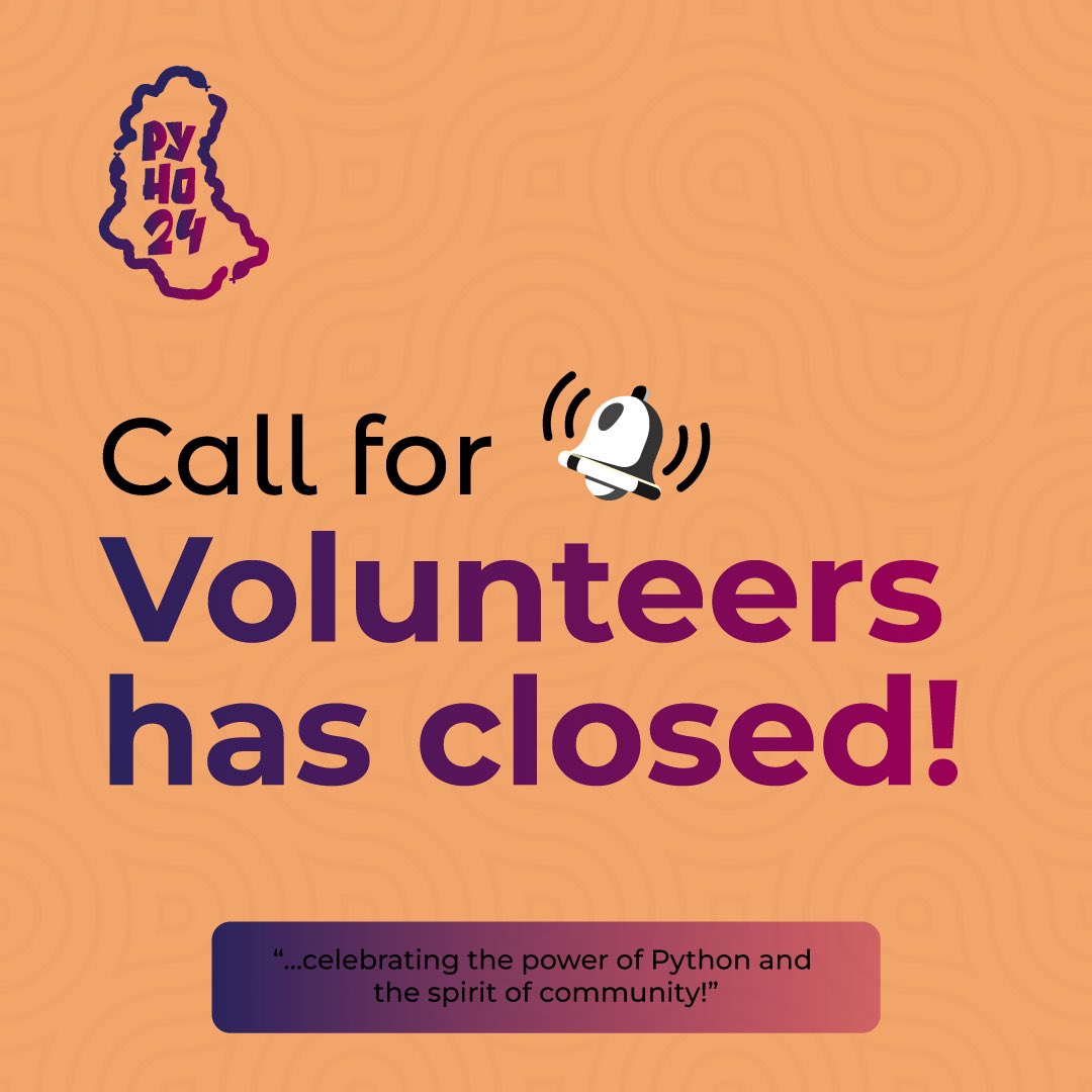 PythonHo's tweet image. Our call for volunteers has closed. Thanks to you amazing 🤩 people out there…
#PythonHoCommunityConference2024
#PyHo24
#PythonHo