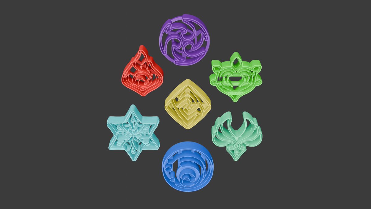 AgrARTmunt3D's tweet photo. HE VUELTO!!! Y vuelvo con moldes de galletas del Genshin porque ¿a quién no le gustan las galletas? 

Y cómo soy majísima podéis encontrar el modelo 3D aquí: https://t.co/BDzRiqOASV

#genshin #3d #blender #3dprint #genshinimpact #cookie #galletas #cooking #cocina https://t.co/xCyKesS0zk