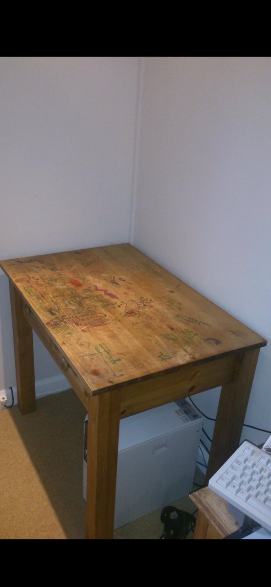 natecknathan's tweet image. This is very different from our day to day work but we were happy to help revamp this battered desk ! 1.2mm thick aluminium folded tray with vinyl.