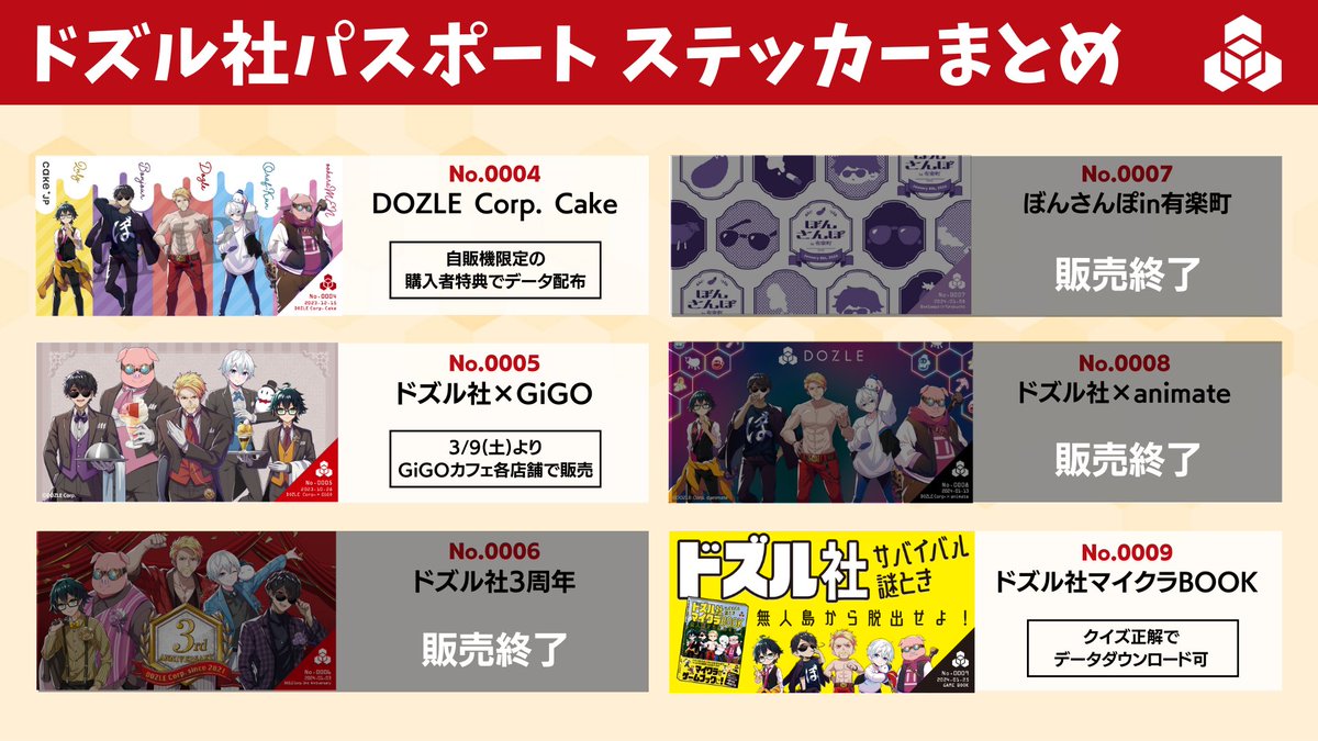 ドズル社パスポート 】ステッカーまとめ ドズル社パスポート用