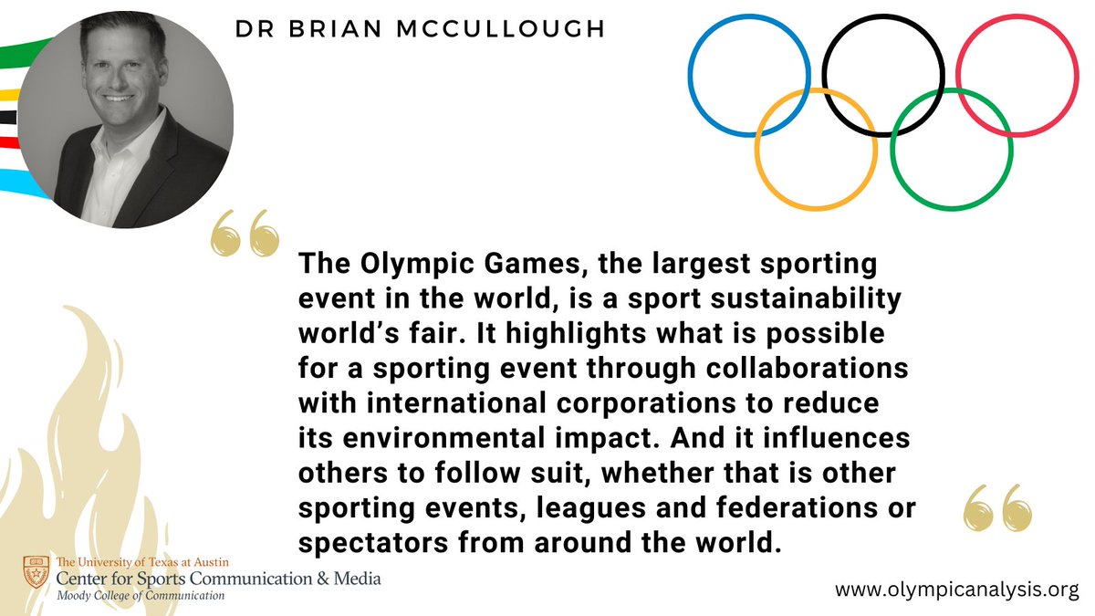 AnalysisOlympic's tweet photo. "The Olympic Games [...] is a sport sustainability world’s fair [...] it influences others to follow suit, whether that is other sporting events, leagues and federations or spectators from around the world." writes @mcculloughbrian in https://t.co/2VSO3NcBfc https://t.co/50pXRuF0s0