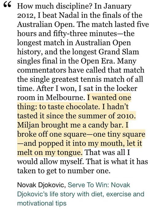 This is what it takes to reach the top, the discipline is crazy.

Novak Djokovic shared his best advice for you.