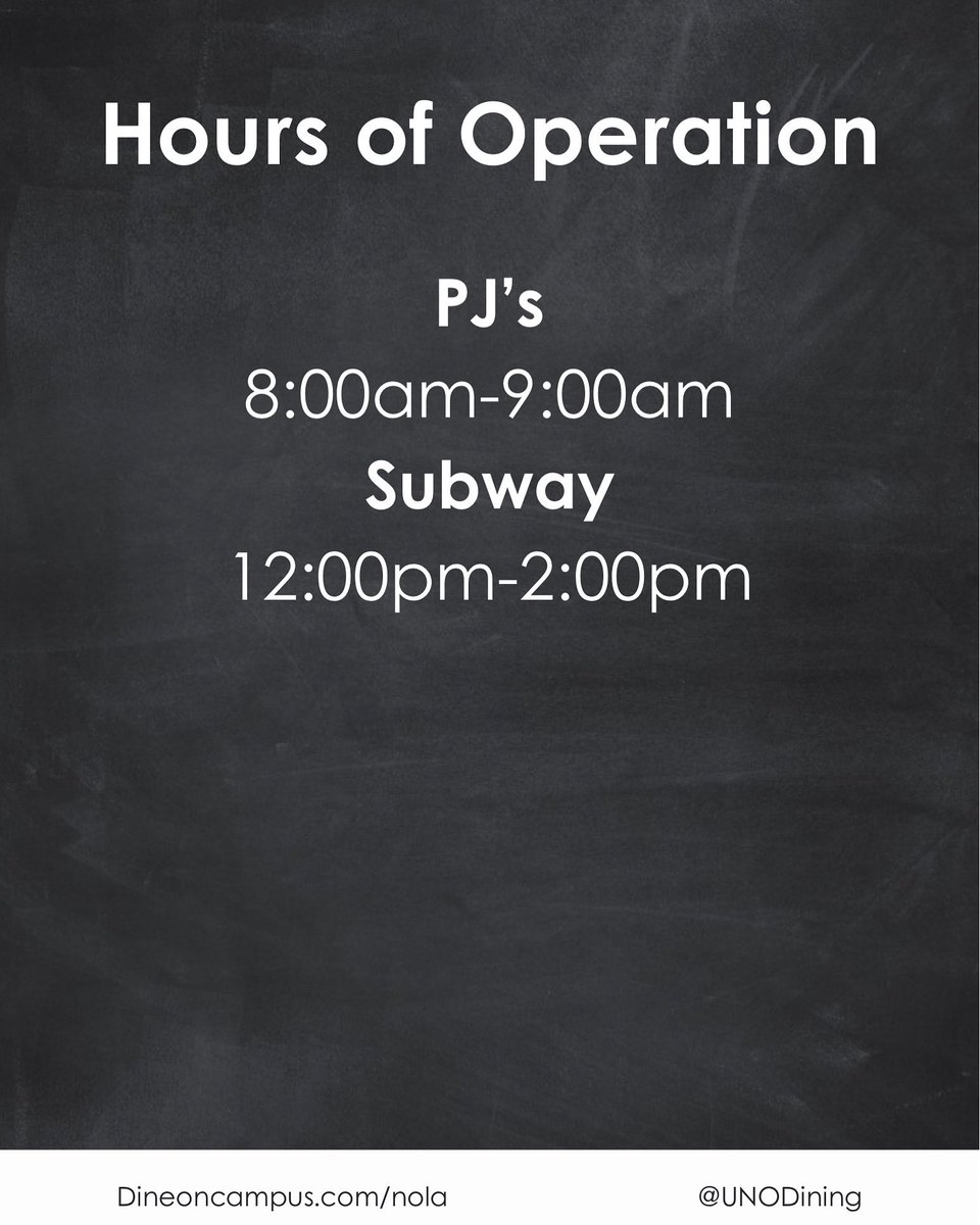Temporary hours. #universityofneworleans #unodining