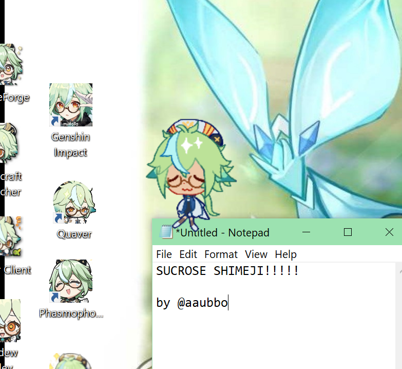 aaubbo's tweet photo. i made a shimeji for sucrose!!! she walks around ur desktop and does silly things

DOWNLOAD BELOW!!!
#GenshinImpact https://t.co/qjRORa6rlj