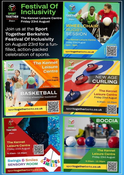 Tickets are now available for #Sport Together #Berkshire's next multi-sports Festival of #Inclusivity for children and adults with physical #disabilities, learning or neurological conditions, on Friday, August 23, 9.30am-12.30pm in #Thatcham tinyurl.com/5e5hb7xc