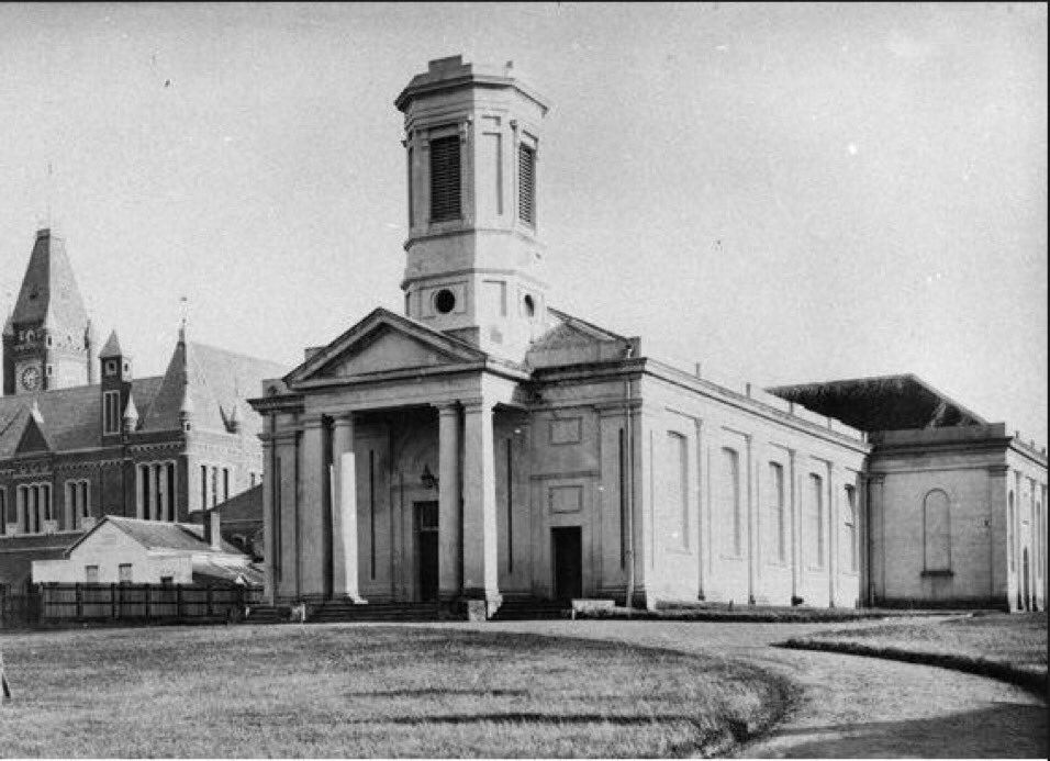 AustAnglican's tweet photo. 5 August 1888: final service held in the old St George's Cathedral, Perth (dating from 1848). It wasn't missed by everyone; one contemporary report said it looked more like a pagan temple than a Christian church. #anglican @Perth_Anglican #136years https://t.co/MIB5sqdMFm