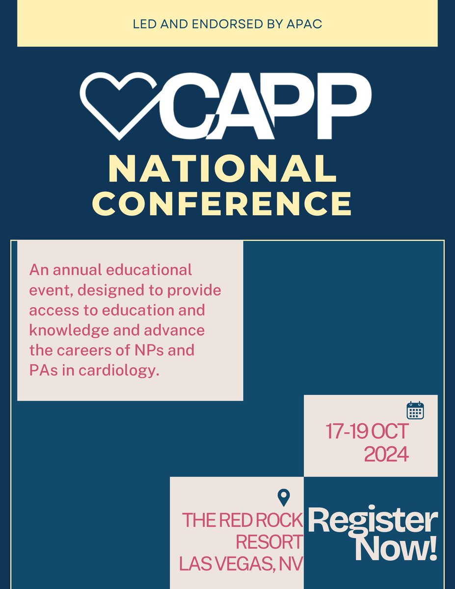 The CAPP Conference empowers cardiology NPs and PAs with premier education and career opportunities. Presented by APAC, it offers the latest insights and networking. 

Join us to elevate your career at the Inaugural CAPP Conference!