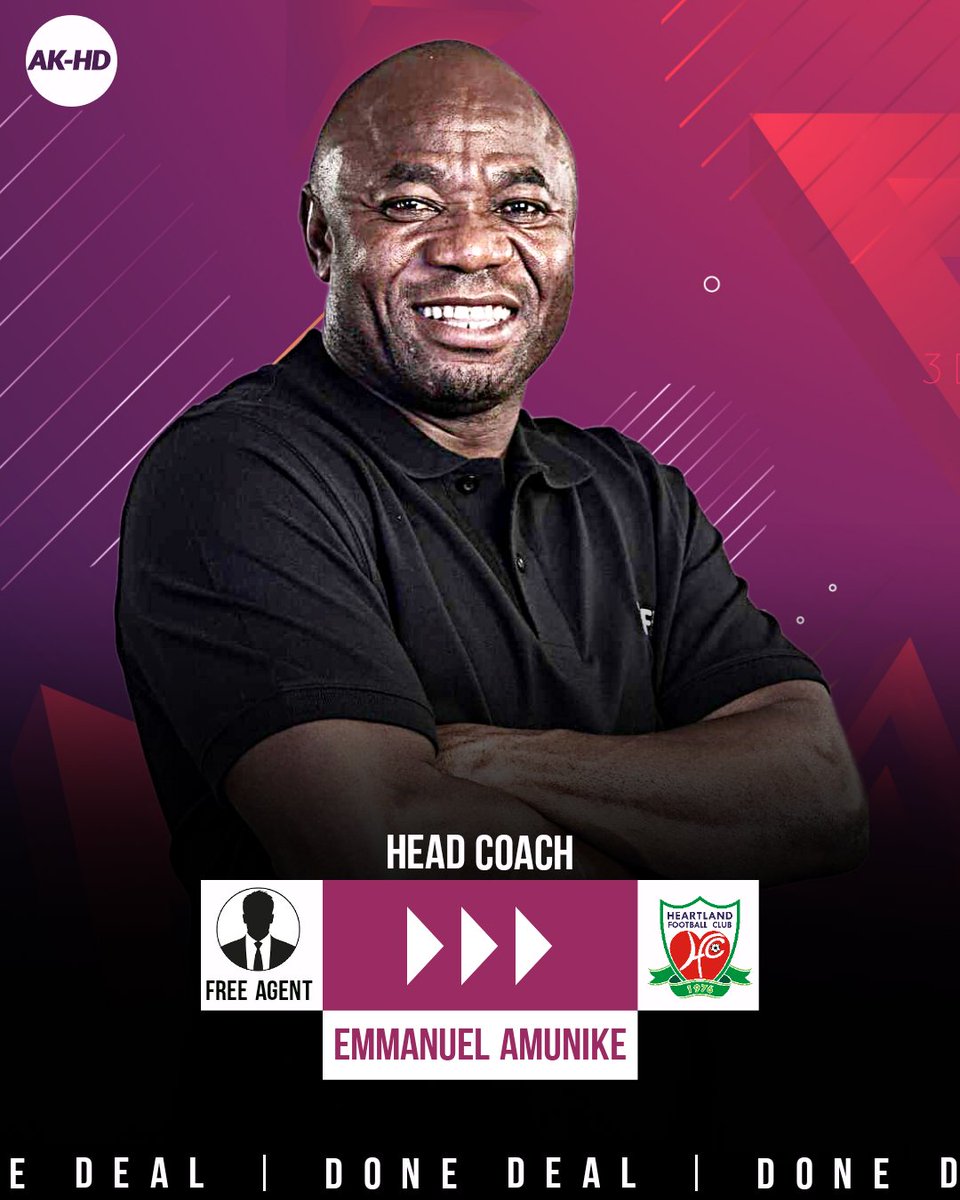 AkisahFCB's tweet photo. 𝐃𝐎𝐍𝐄 𝐃𝐄𝐀𝐋 🤝
Emmanuel Amunike is Heartland FC’s new coach.

Imo State Governor Hope Uzodinma unveiled 2015 U-17 World Cup winning manager who's last job was at Egypt’s Misr Lel Makkasa in 2021.

#TransferNews #AKHD https://t.co/tvamjXScKg