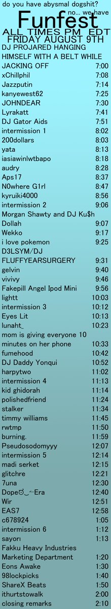 ithurtstowalk's tweet image. FUNFEST. AUGUST 9TH. 7PM EASTERN TIME. DISCORD AND TWITCH LINK IN REPLIES.