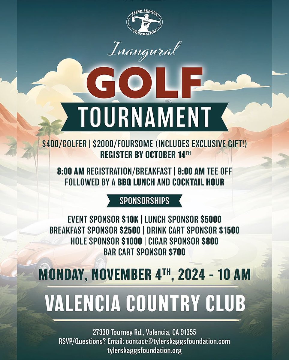 We are thrilled to announce the Inaugural TSF Golf Tournament at @valenciacountryclub ⛳️🏌️‍♂️ Join us for a day of golf and giving back on Monday, 11/4. Register by 10/14 to secure your spot. Please contact us for interest in sponsorship opportunities to support a great cause!