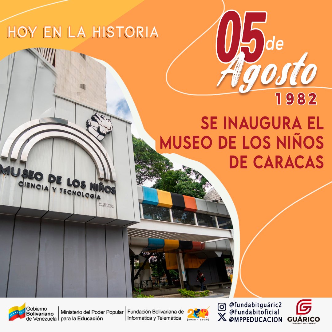 fundabitguaric2's tweet photo. #Hoy Se cumplen 42 años de la inauguración del Museo de los Niños, siendo el primero de este tipo en América Latina como un espacio de cultura, ciencia y aprendizaje, que cautivan a niños y adultos. 🇻🇪👧👦📖

@NicolasMaduro @_LaAvanzadora
@Fundabit_

#PatriaSoberanaYPlena https://t.co/f04xFiqdfw