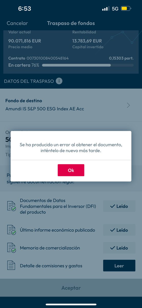I72onald's tweet photo. @openbank_es Hola,  donde dice Detalle de comisiones y gastos, cuando yo presiono el botón “leer” me sale este error. Ayuda pls. https://t.co/9bEJDpooIl