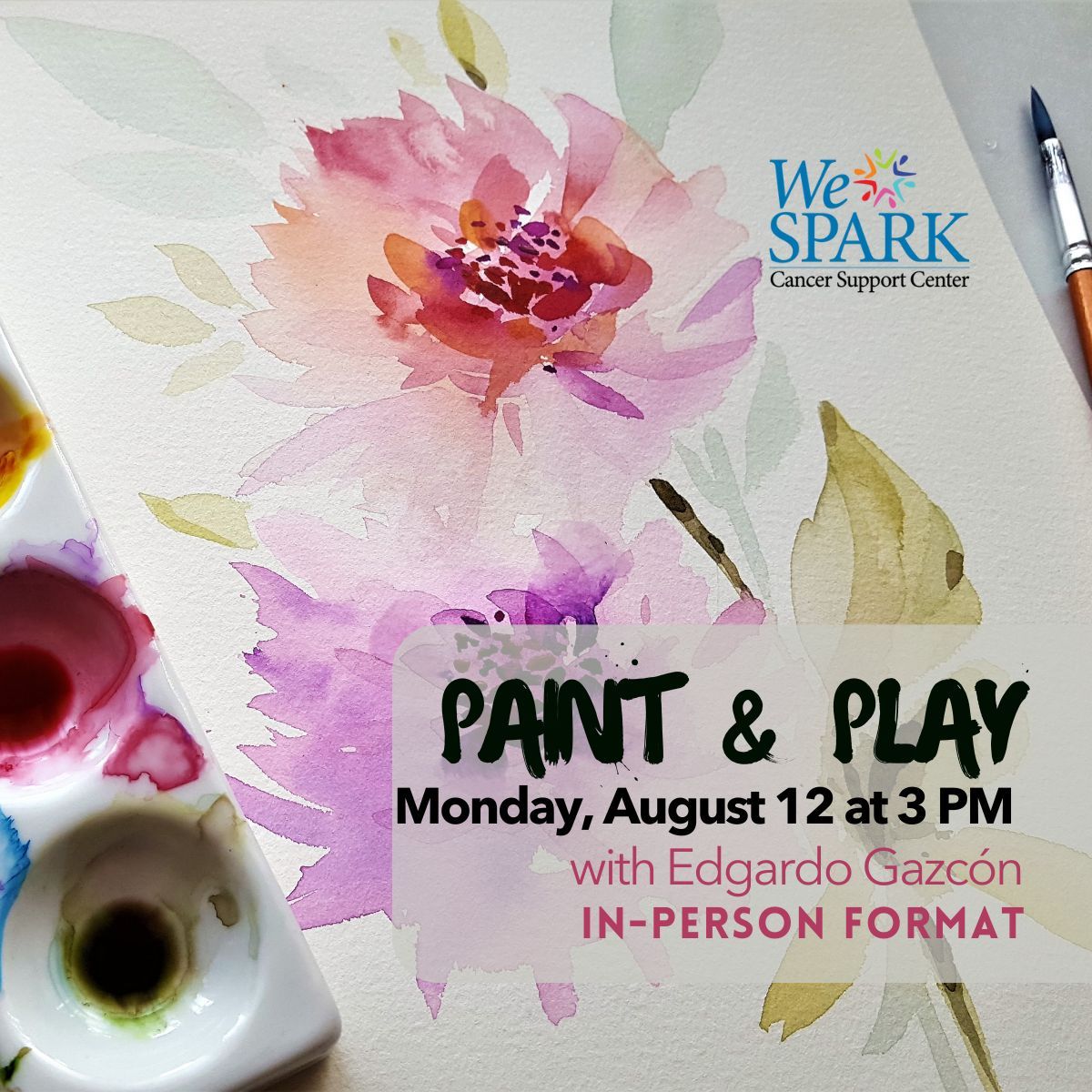 weSPARKsupport's tweet photo. Have you tried Edgardo Gazcón's Paint &amp; Play Workshop at WeSPARK?
Let creativity flow while having fun and connecting to our community. This workshop will be in English &amp; español.
#WeSPARK #cancersupport #paintandplay #EdgardoGazcón #freeprogram #paintclass #painting #art https://t.co/s2skjNck4T