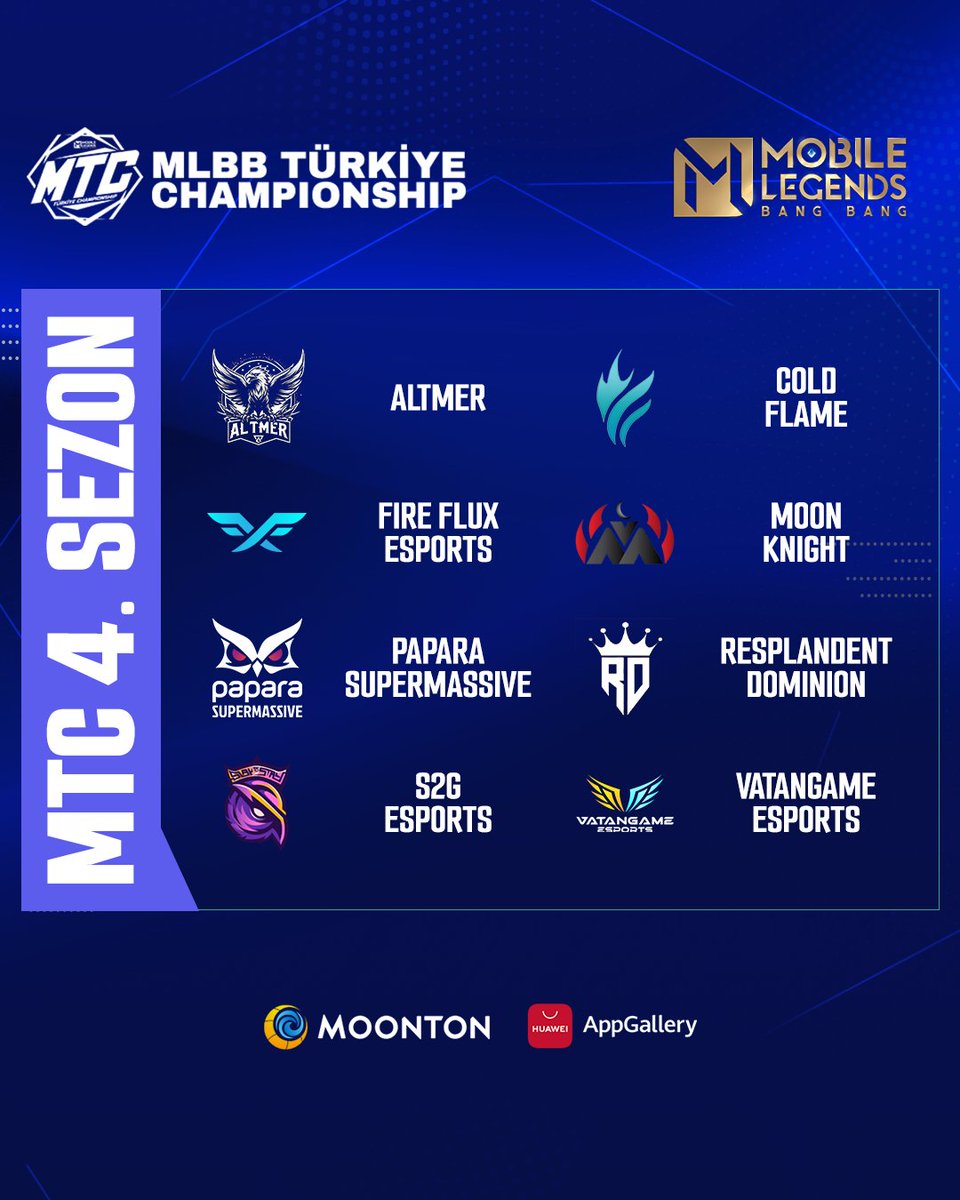 mlbbespor's tweet photo. MTC 4. Sezon'da yer alacak 8 takım da hazır!

Peki ya sen hazır mısın?

#MTCS4 #MLBB_MTC #MobileLegendsBangBangTürkiye #MTCSezon4 #mlbbtr #ZirveyeUlaş https://t.co/Ft6xM42PNX
