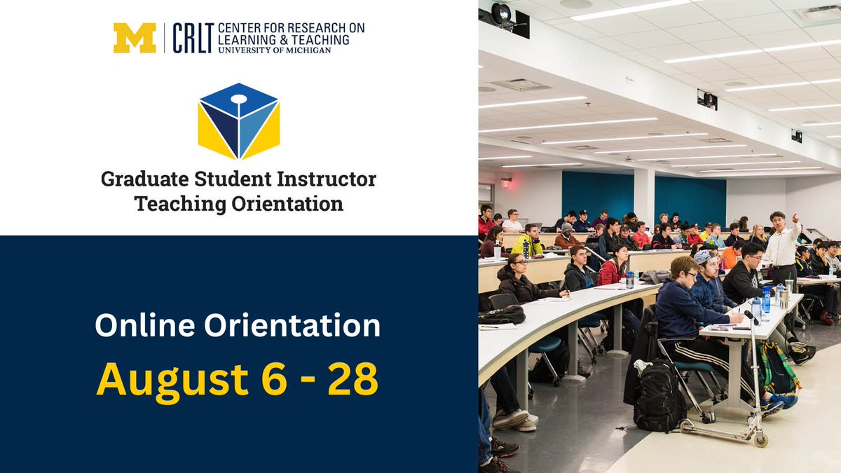 CRLT@umich (@umich_crlt) on Twitter photo Are you a new GSI preparing for your initial teaching experience? CRLT’s online GSI Teaching Orientation (GSITO) runs from Aug 6 - Aug 28. GSITO features both asynchronous modules and synchronous, online practice teaching sessions. crlt.umich.edu/gsis/gsio Are you a new GSI preparing for your initial teaching experience? CRLT’s online GSI Teaching Orientation (GSITO) runs from Aug 6 - Aug 28. GSITO features both asynchronous modules and synchronous, online practice teaching sessions. crlt.umich.edu/gsis/gsio